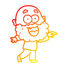 Fototapeta premium warm gradient line drawing cartoon crazy happy man with beard