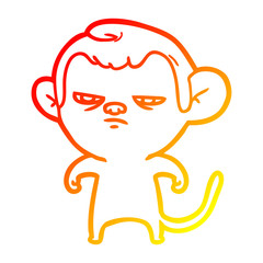 Obraz premium warm gradient line drawing cartoon monkey