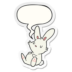 cute cartoon rabbit sleeping and speech bubble sticker