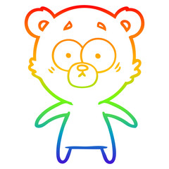 rainbow gradient line drawing worried bear cartoon