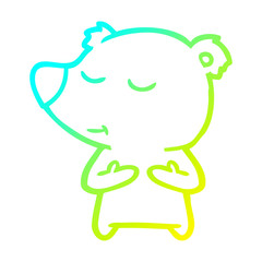 cold gradient line drawing happy cartoon bear