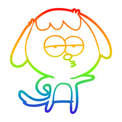rainbow gradient line drawing cartoon bored dog