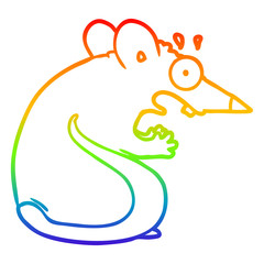 rainbow gradient line drawing cartoon frightened mouse