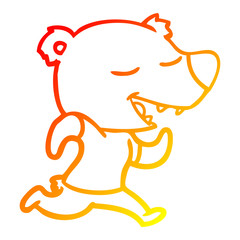 warm gradient line drawing cartoon bear