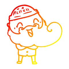 warm gradient line drawing happy bearded man