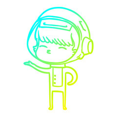 cold gradient line drawing cartoon curious astronaut