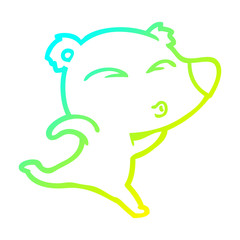 cold gradient line drawing cartoon whistling polar bear