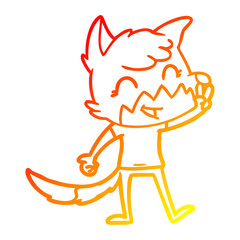 warm gradient line drawing happy cartoon fox