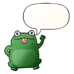 cartoon frog and speech bubble in smooth gradient style