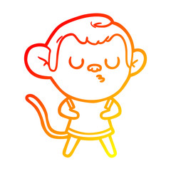 warm gradient line drawing cartoon calm monkey