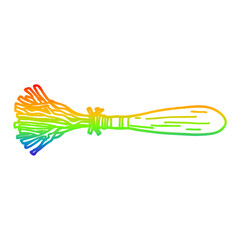 rainbow gradient line drawing cartoon magic broom