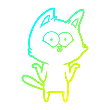 recommend clip art: cold gradient line drawing cartoon cat shrugging shoulders