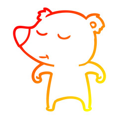 warm gradient line drawing happy cartoon bear