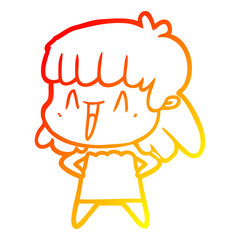 warm gradient line drawing cartoon woman