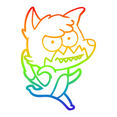 rainbow gradient line drawing cartoon grinning fox