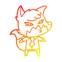 warm gradient line drawing clever cartoon fox