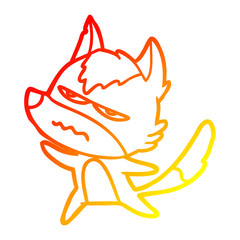 warm gradient line drawing cartoon annoyed wolf