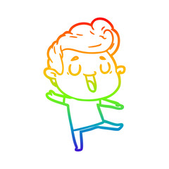 rainbow gradient line drawing happy cartoon man