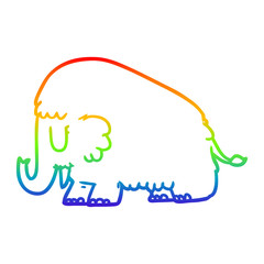 rainbow gradient line drawing cartoon mammoth