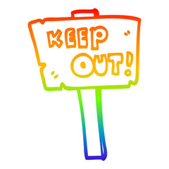 rainbow gradient line drawing cartoon sign post