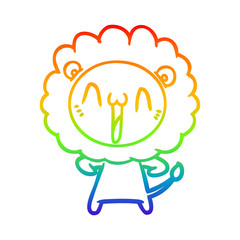 rainbow gradient line drawing happy cartoon lion