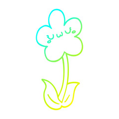 Fototapeta premium cold gradient line drawing cartoon flower