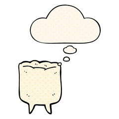 cartoon tooth and thought bubble in comic book style