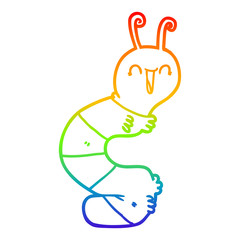 Fototapeta premium rainbow gradient line drawing cartoon happy caterpillar