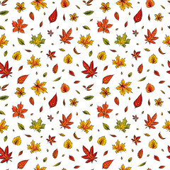 Fallen leaves vector pattern - 275574505