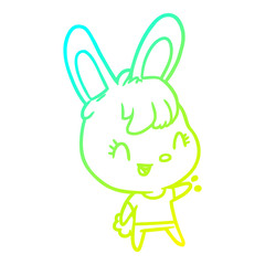 cold gradient line drawing cute rabbit