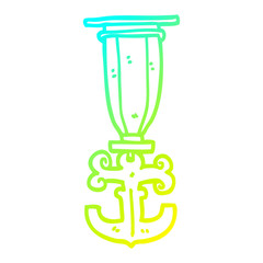 cold gradient line drawing cartoon sailor medal