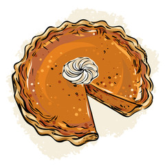 Pumpkin pie vector illustration - 275575189