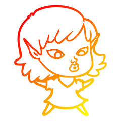 warm gradient line drawing pretty cartoon elf girl