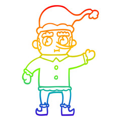 rainbow gradient line drawing cartoon christmas elf