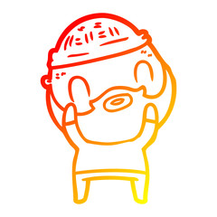 warm gradient line drawing cartoon bearded man