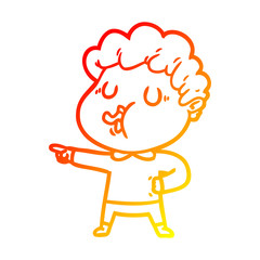warm gradient line drawing cartoon man singing