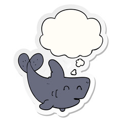 cartoon shark and thought bubble as a printed sticker