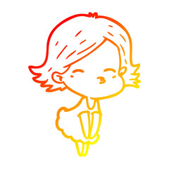 warm gradient line drawing cartoon woman