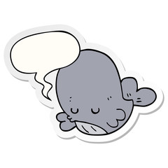 cartoon whale and speech bubble sticker