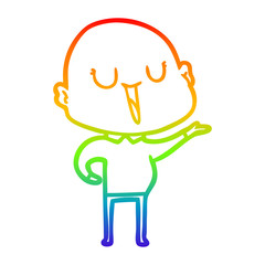 rainbow gradient line drawing happy cartoon bald man