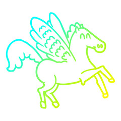 cold gradient line drawing cartoon winged horse
