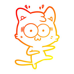 warm gradient line drawing cartoon surprised cat