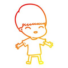 warm gradient line drawing happy cartoon boy