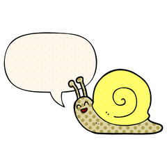 cartoon snail and speech bubble in comic book style