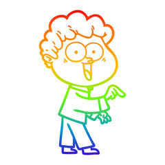 rainbow gradient line drawing cartoon happy man