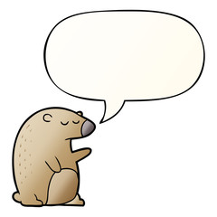 cartoon bear and speech bubble in smooth gradient style