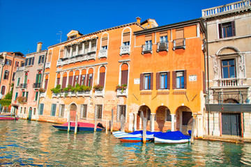 Fototapeta na wymiar Venice Canals and gondolas around Saint Marco square on a bright sunny day