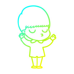 cold gradient line drawing cartoon calm boy