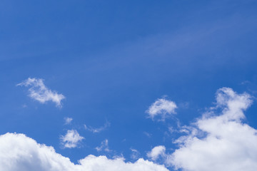 Beautiful scenery of bright blue sky and white clouds. Space for text