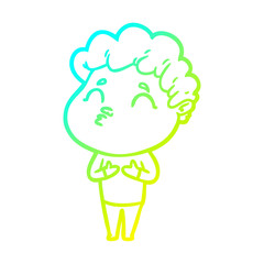 cold gradient line drawing cartoon man pouting